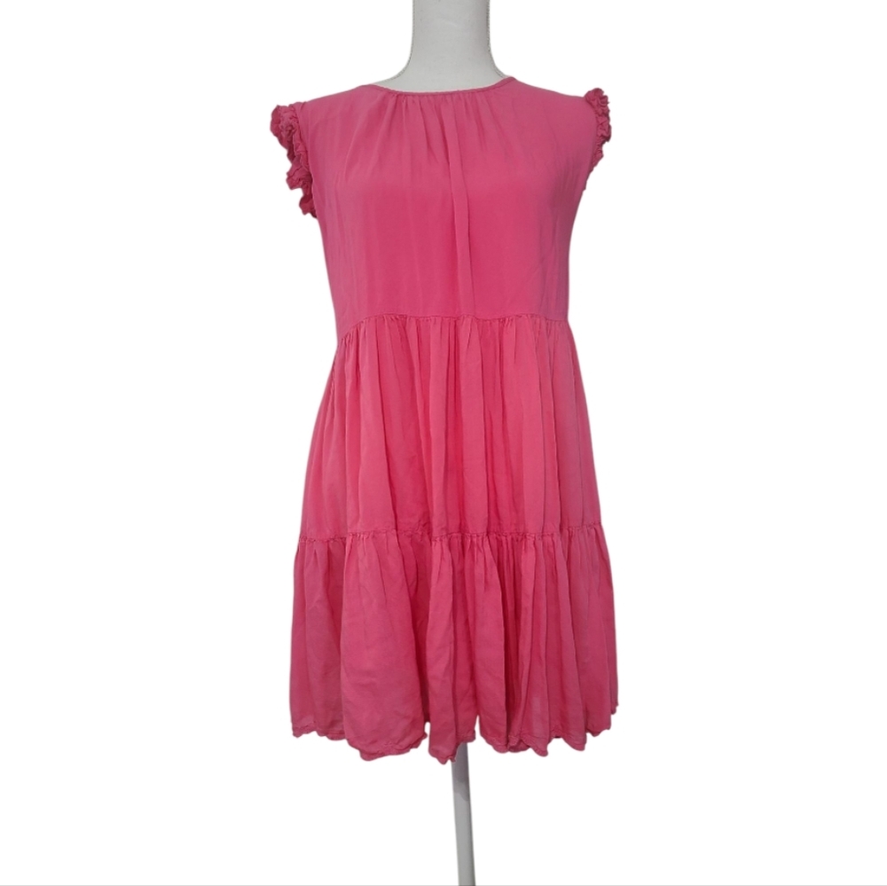 HOUSE of HARLOW 1960 Pink Pleated Sundress with Flutter Sleeves